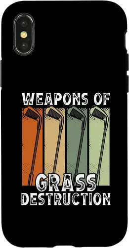 Vista 4 de iPhone 15 Armas de destrucción de hierba Funda divertida para jugadores de golf