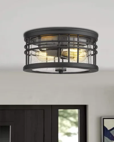 Vista 5 de zeyu ZW01-F BK - Lámpara de techo de montaje empotrado, 2 luces, para cocina, pasillo, 12 pulgadas, acabado negro con vidrio semillado, ZW01-F BK
