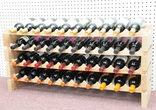 Vista 6 de Estante de vino de madera -40 botellas modulares de madera dura para vino (10 botellas x 4 estantes)