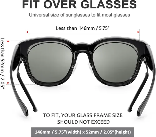 Vista 4 de Paukis Over Glasses Sunglasses for Women Men, Polarized UV Protection, Large Round Cat Eye Oversized Solar Shield Fits Over