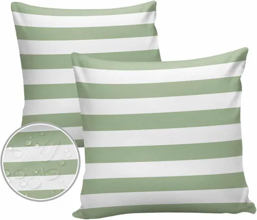 Vista 10 de Fundas de almohada de exterior impermeables de 16 x 16 pulgadas, fundas de almohada de poliéster con rayas blancas y negras, fundas decorativas