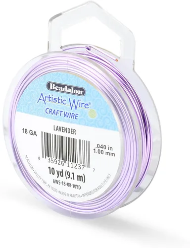 Vista 102 de Artistic Wire, Alambre de cobre de color chapado en plata de calibre 18, resistente al deslustre, amatista, 20 pies