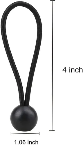 Vista 3 de Paquete de 30 bolas elásticas, cuerda elástica negra pesada de 4 pulgadas, correas elásticas multifuncionales para camping, tiendas de campaña