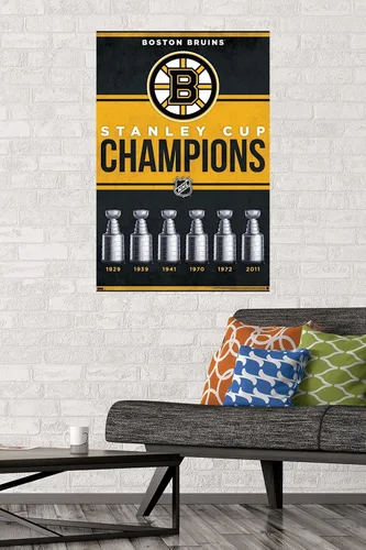 Vista 2 de NHL Boston Bruins - Póster de pared Champions 23, 34 pulgadas de largo x 22.4 pulgadas de ancho, versión sin marco
