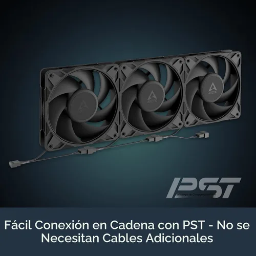 Vista 5 de ARCTIC P12 Pro PST - Potente Ventilador Premium, Ventilador PWM de 120 mm con Splitter de Cable Y, 600-3000 RPM, 0 RPM <5% PWM, Rodamiento de Fluido