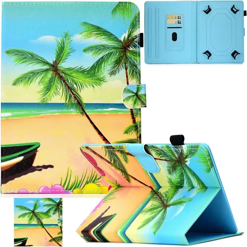 Vista 8 de Funda universal para tablet de 7.0 pulgadas, piel sintética, con soporte de visión multiángulo, ranuras para tarjetas para Samsung Galaxy Tab A 7.0