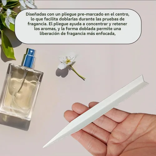 Vista 5 de 100 tiras probadoras de perfume, tiras de prueba de fragancias blancas, tiras de prueba desechables de colonia de papel, tarjetas de prueba de aroma