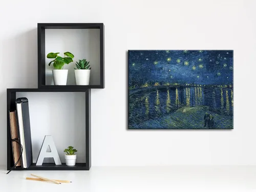 Vista 4 de Wieco Art – Noche estrellada sobre el Ródano por Vincent van Gogh pinturas al óleo reproducción, arte moderno Giclee Lienzos lona pared decoración