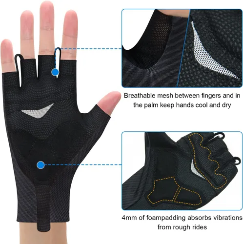 Vista 2 de Souke Sports Cycling Gloves Road Bike Light Weight Padded Half Finger Gloves Biking Bicycle Breathable Anti-Slip Shock-Absorbing Gloves for Men Women