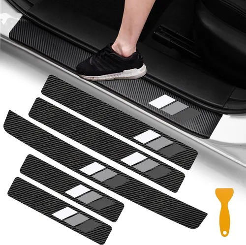 Vista 9 de YOSRTER 5 calcomanías protectoras para umbral de puerta, accesorios para Toyota, Tacoma 4Runner, Tundra, TRD Rav4, Highlander, protector de umbral
