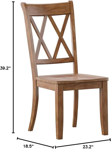 Vista 2 de Inspire Q Eleanor X - Silla de comedor de madera (2 unidades), diseño clásico de madera de caucho con acabado de roble