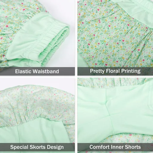 Vista 37 de LittleSpring Conjunto de verano para niñas con camiseta sin mangas y pantalones cortos florales