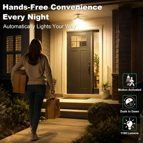 Vista 6 de DiCUNO - Bombillas con sensor de movimiento por radar, 12 W (equivalente a 100 W), sensor de movimiento con encendido y apagado automático, luz