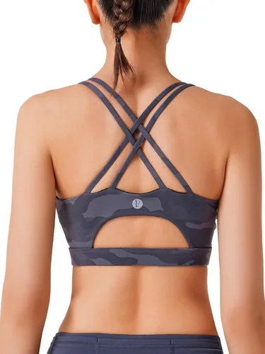 Vista 116 de Brasieres deportivos para mujer, con relleno, tipo camiseta sin mangas, sexis, con espalda cruzada, de alto impacto, largos, ideales para practicar