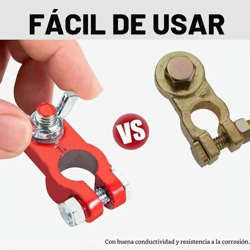 Vista 4 de Terminales universales de cable de batería negativos y positivos, terminales de batería con conectores de abrazaderas codificadas por