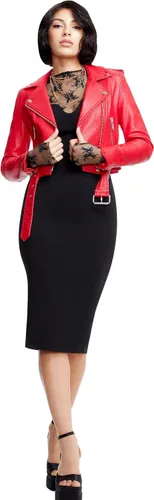 Vista 4 de Dress The Population Vestido midi ajustado con cuello en V redondeado Sloane para mujer Negro