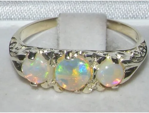 Vista 4 de Anillo de plata de ley 925 con ópalo auténtico para mujer