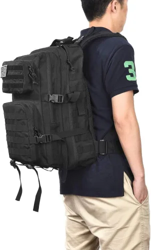 Vista 8 de REEBOW GEAR - Mochila táctica militar para hombres, mochila grande del ejército, paquete de asalto de 3 días, mochila Molle, Negro, Grande - 40 l