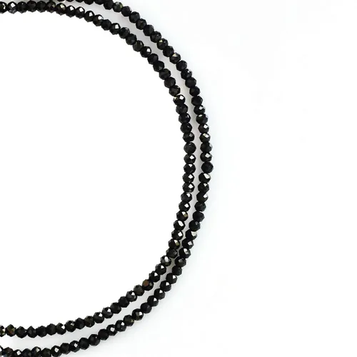 Vista 3 de Gempires Natural Black Spinel Beads Necklace, 2.4-2.5 mm Round Beads With 16 + 2 Inch Adjustable Silver Plated Chain (Black Spinel)