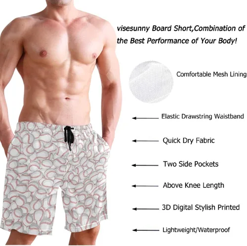 Vista 4 de visesunny Traje de baño para hombre con estilo de secado rápido, ropa de playa, pantalones cortos para natación, trajes de baño para fiestas