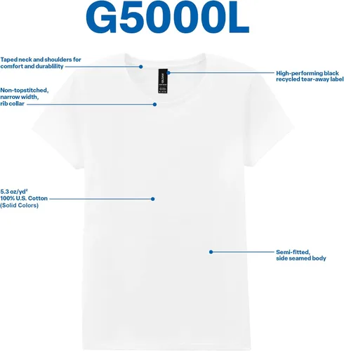 Vista 2 de Gildan - Camiseta de algodón pesado para mujer, estilo G5000L, paquete de 2