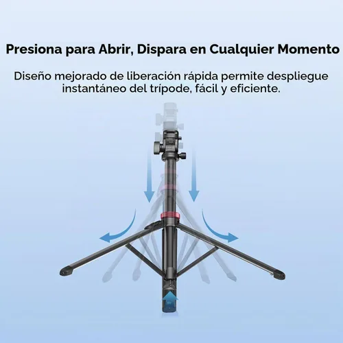 Vista 3 de ULANZI MT-78 Trípode extensible para teléfono, de metal de 72.83 pulgadas, soporte de trípode para cámara selfie stick con clip de teléfono 2 en 1