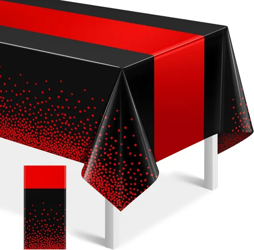 Vista 20 de MASHAN 1 mantel negro y azul para decoración de fiesta, mantel de plástico negro impreso azul, funda rectangular desechable para cumpleaños, boda