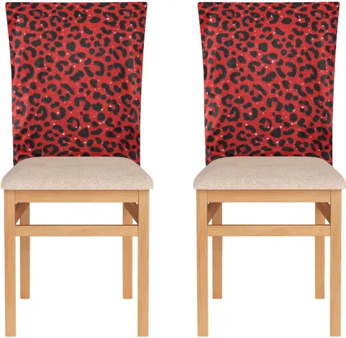 Vista 2 de Juego de 6 fundas de asiento decorativas rojas con estampado de leopardo con purpurina falsa para sillas para el hogar, restaurante, banquete