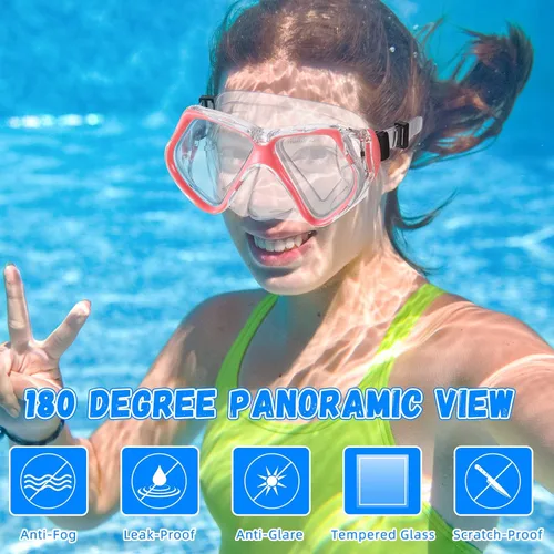 Vista 4 de Fabbay Gafas de buceo con cubierta para la nariz, gafas de natación para adultos, esnórquel, paquete de gafas de natación para jóvenes, hombres