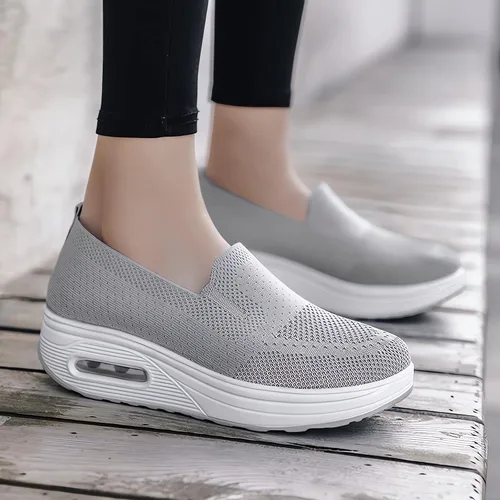 Vista 6 de Zapatos deportivos ortopédicos para mujer 2023 con amortiguación de aire, zapatos ortopédicos elásticos para diabéticos casuales para caminar