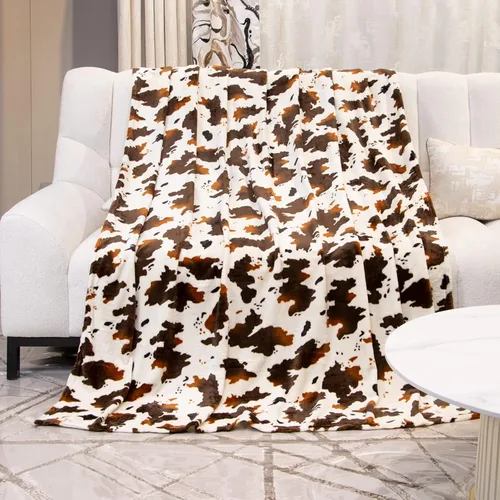 Vista 32 de Manta de vaca para niños de 40 x 50 pulgadas, ropa de cama de forro polar ultrasuave para niños y niñas, manta ligera para cochecito de bebé, bonita