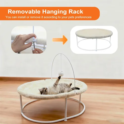 Vista 5 de Hamaca elevada para gatos, uso en todas las estaciones para gatos grandes y perros pequeños Supports Up to 66 LBS with Iron Frame, Washable
