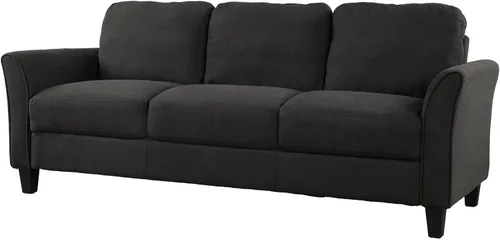 Vista 5 de Daesar Juego de sofá de 3 piezas, moderno sofá silla, sofá biplaza muebles para sala de estar, mezcla de poliéster negro
