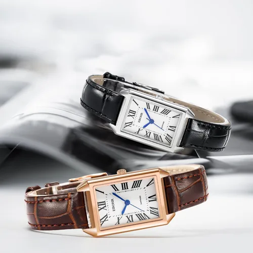 Vista 2 de Reloj clásico de cuarzo para mujer, elegante y resistente, con correa de piel de vacuno, perfecto para cualquier ocasión
