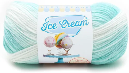 Vista 44 de Lion Brand Yarn, Hilo para Bebé Ice Cream para tejer, ganchillo y manualidades, Baseball Nut, 1 paquete, fibra acrílica colorida de peso DK
