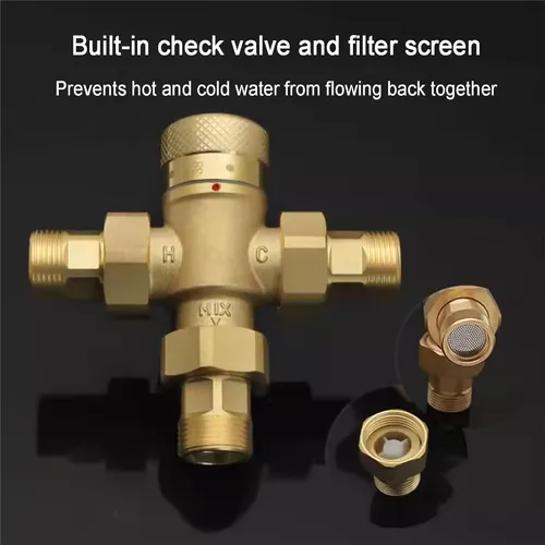 Vista 3 de Thermostatic Mixing, Temperature Constant, Shower Temperature Constant, Brass Material, NPT Thread, Celsius Mark, For Wash Basins, Showers