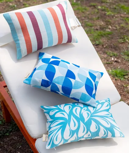 Vista 4 de Almohada para silla de playa al aire libre, almohadas para silla de piscina con inserto y rayas elásticas ajustables para sillón reclinable
