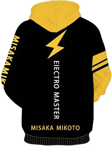 Vista 3 de Misaka Mikoto - Sudadera con capucha para cosplay con estampado 3D, S-3XL