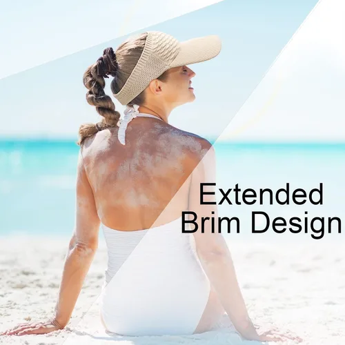 Vista 4 de 3 Pieces Women Sun Visor Hat for Women Knitted Hats Elastic Sports Hat Empty Top Quick Drying Wide Brim Golf Hat