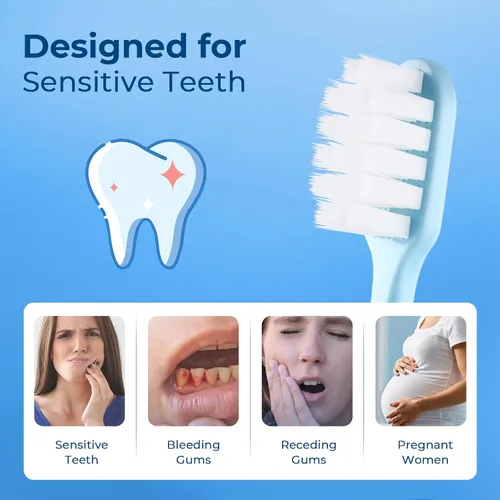 Vista 7 de Cepillo de dientes extra suave para encías sensibles, cepillo de dientes de cabeza compacta con cerdas suaves con 10000 cerdas micro nano suaves