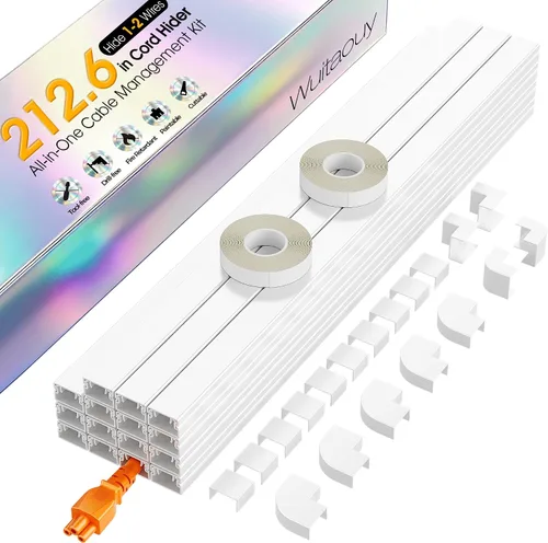 Vista 16 de Kit de ocultador de cable de 113.4 pulgadas, cubiertas de cable para 1 cable en la pared, cubiertas de alambre autoadhesivas para cables