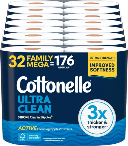 Vista 10 de Papel higiénico Cottonelle Ultra Clean, 9 Mega Rolls = 36 Regular Rolls, el empaque puede variar