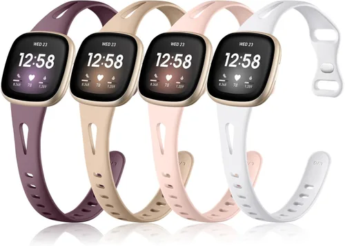 Vista 9 de Ouwegaga Compatible with Fitbit Versa 4 Bands for Woman/Sense 2/Sense/Versa 3 Bands for Men,Soft Silicone Slim Sport Strap Compatible with Fitbit