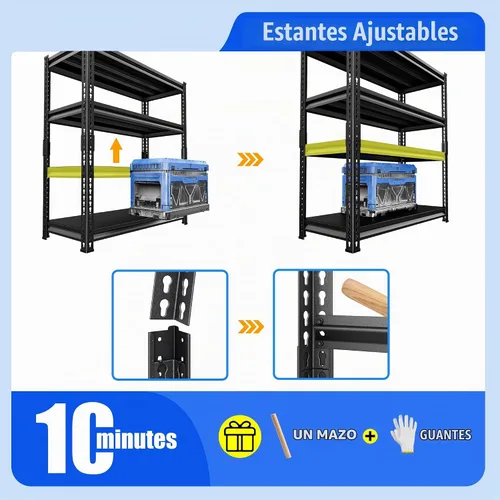 Vista 7 de Estantería de garaje de 48 pulgadas de ancho, estantes de almacenamiento ajustables de 1800 libras, estantes de almacenamiento de garaje ajustables
