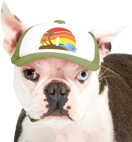 Vista 34 de Sunset Collection, sombreros de camionero de PupLid para perros (XXS) Protección solar elegante de alta calidad para el perro moderno, ajustable