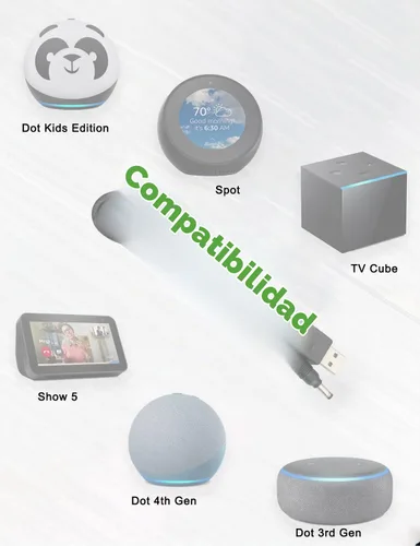 Vista 2 de Cable de carga USB de repuesto para Alexa Echo Dot 3ª generación, Dot 5ª generación, cargador Dot de 4ª generación, (no para Echo 4.ª generación)