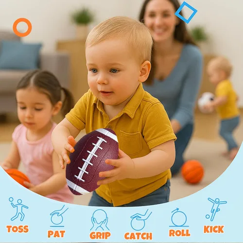 Vista 4 de Paquete de 8 pelotas para niños pequeños, pelotas de fútbol de 5 pulgadas, fútbol, baloncesto, pelotas de playa, kickball para juegos al aire libre