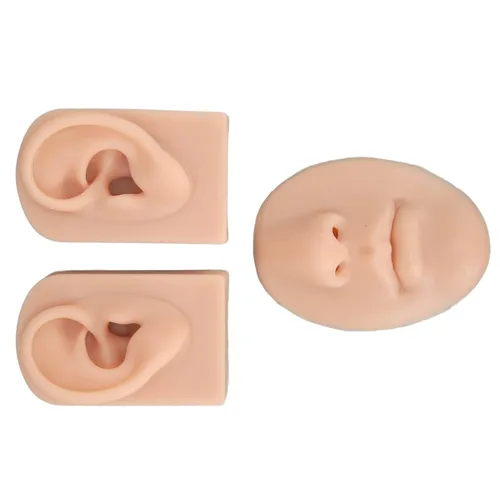 Vista 2 de El kit de accesorios de simulación educativa 3D incluye 1 modelo de nariz y boca y 1 par de modelos de oreja para práctica de sutura de perforación