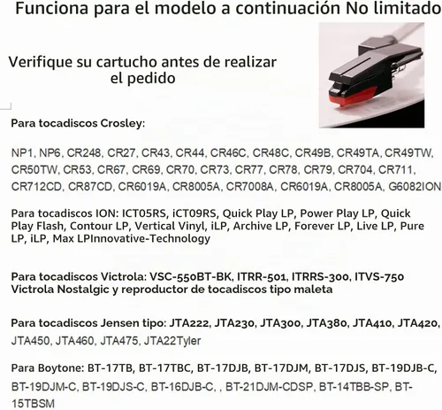 Vista 4 de Paquete de 4 agujas de repuesto para tocadiscos Ruby para ION Jenson Crosley Victrola Sylvania Turntable Phonograph LP Vinyl Player Más marcas
