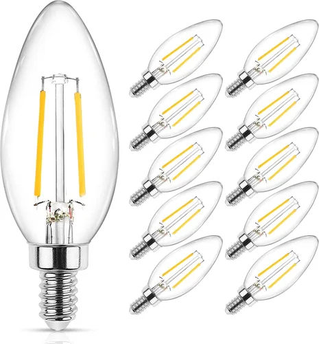 Vista 14 de Ascher - E12 - Paquete de 5 bombillos LED clásicos de candelabro de 4 vatios, equivalentes a 40 vatios, luz blanca y cálida de 2700 K, no Blanco